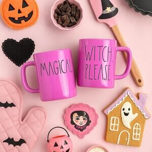 Rae Dunn Halloween Mug Set Magical + Witch Please Purple Artisan NWT